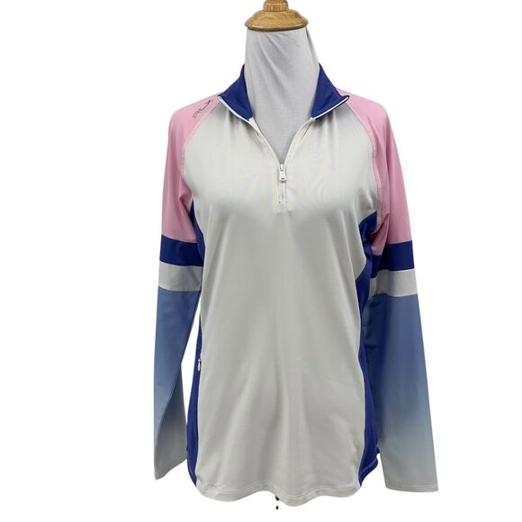 RLX Ralph Lauren Shirt Womens S Small Colorblock Raglan Long Sleeve Golf Polo - Picture 1 of 11